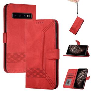 huismerk Voor Samsung Galaxy S10 Cubic Skin Feel Flip Leren Telefoonhoes