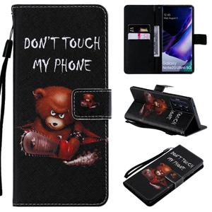 huismerk Voor Samsung Galaxy Note 20 Ultra Painting Horizontale Flip Lederen case met Holder & Card Slot & Lanyard(Bear)