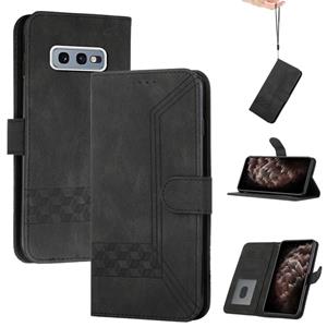 huismerk Voor Samsung Galaxy S10e Cubic Skin Feel Flip Leren Telefoonhoes (Zwart)