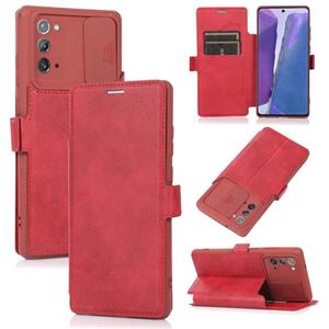 huismerk Voor Samsung Galaxy Note20 Push Window Dubbele Geckle PU + Siliconen Horizontale Flip Lederen Case met Houder & Card Slot