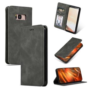 huismerk Retro huid voelen Business magnetische horizontale Flip lederen case voor Galaxy S8 (donkergrijs)