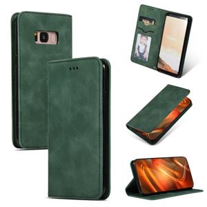 huismerk Retro huid voelen Business magnetische horizontale Flip lederen case voor Galaxy S8 (Army Green)