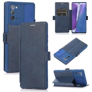 huismerk Voor Samsung Galaxy Note20 Push Window Dubbele Geckle PU + Siliconen Horizontale Flip Leren Case met Houder & Card Slot