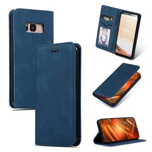 huismerk Retro huid voelen Business magnetische horizontale Flip lederen case voor Galaxy S8 (marineblauw)