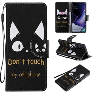 huismerk Voor Samsung Galaxy Note 20 Ultra Painting Horizontale Flip Lederen case met Holder & Card Slot & Lanyard(Cat Ears)