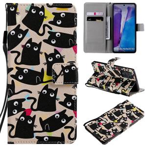 huismerk Voor Samsung Galaxy Note 20 Painting Horizontale Flip Lederen case met Holder & Card Slot & Lanyard(Cat)