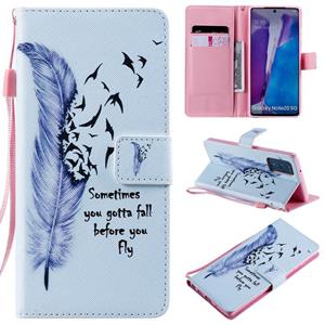 huismerk Voor Samsung Galaxy Note 20 Painting Horizontale Flip Lederen case met Holder & Card Slot & Lanyard(Feather)