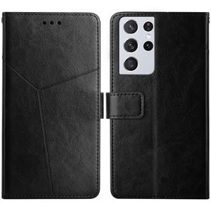 huismerk Voor Samsung Galaxy S21 Ultra 5G Y Stitching Horizontale Flip Leren Case met Houder & Card Slots & Portemonnee & Fotolijst