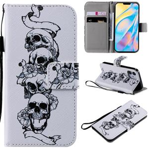 huismerk Schilderij Horizontale Flip Lederen Case met Houder & Card Slot & Lanyard Voor iPhone 12 mini(Skull Bone)