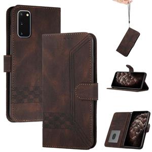 huismerk Voor Samsung Galaxy S20 Cubic Skin Feel Flip Leren Telefoonhoes (Donkere Koffie)