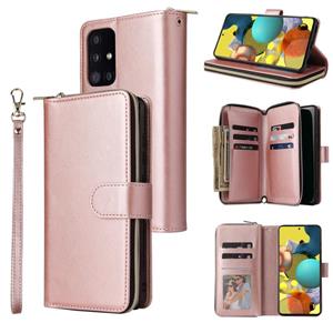 huismerk Voor Samsung Galaxy A52 5G Zipper Portemonnee Bag Horizontale Flip PU Lederen Case met Houder & 9 Kaart Slots & Portemonnee & Lanyard & Photo Frame (R