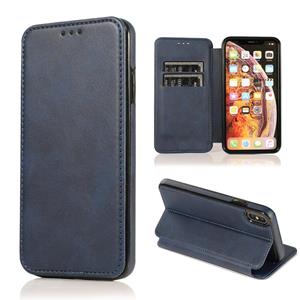 huismerk Knight Magnetic Suction Leather Phone Case For iPhone XS Max(Blue)