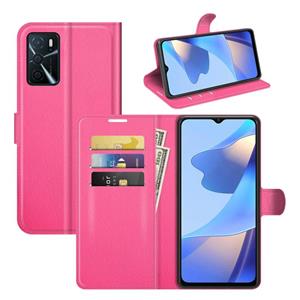 huismerk Voor Oppo A16 Litchi Texture Horizontale Flip Beschermhoes Met Houder & Card Slots & Wallet (Rose Red)