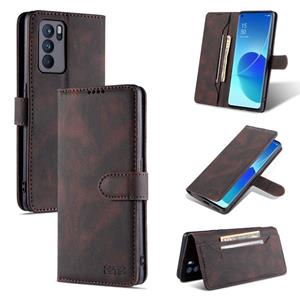 Voor OPPO Reno6 Pro 5G AZNS Dream II Skin Feel PU + TPU horizontale flip lederen case met houder & kaart slots &portemonnee (koffie)