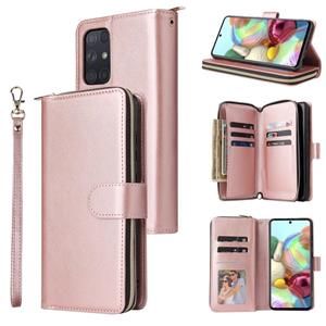 huismerk Voor Samsung Galaxy A72 5G Zipper Portemonnee Bag Horizontale Flip PU Lederen Case met Houder & 9 Kaart Slots & Portemonnee & Lanyard & Photo Frame (R