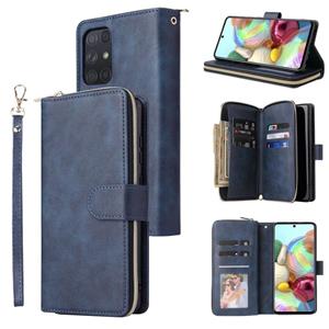 huismerk Voor Samsung Galaxy A72 5G Zipper Portemonnee Bag Horizontale Flip PU Lederen Case met Houder & 9 Kaart Slots & Portemonnee & Lanyard & Photo Frame