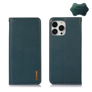 huismerk KHAZNEH Nappa Top Layer Cowhide Leather Phone Case For iPhone 13 Pro(Green)