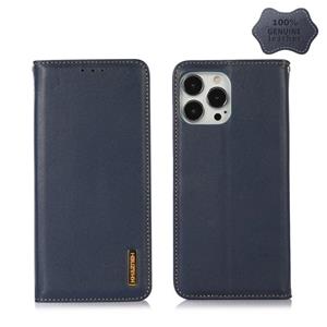 huismerk KHAZNEH Nappa Top Layer Cowhide Leather Phone Case For iPhone 13 Pro(Blue)