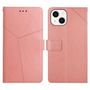 huismerk Y Stitching horizontale flip lederen telefoonhoesje met houder & kaart slots & portemonnee en fotolijst voor iPhone 13 (Rose Gold)