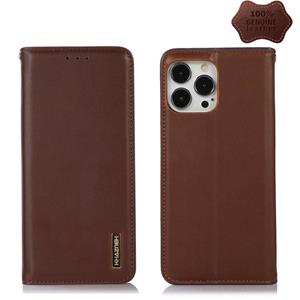 huismerk KHAZNEH Nappa Top Layer Cowhide Leather Phone Case For iPhone 13 Pro(Brown)