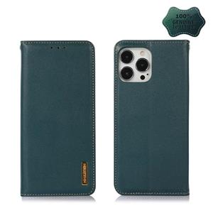 huismerk KHAZNEH Nappa Top Layer Cowhide Leather Phone Case For iPhone 13 Pro Max(Green)