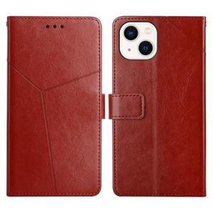 huismerk Y Stitching Horizontale Flip Lederen Telefoonhoesje Met Houder & Card Slots & Portemonnee & Fotolijst voor iPhone 13 Mini (Brown)