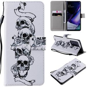 huismerk Voor Samsung Galaxy Note 20 Ultra Painting Horizontale Flip Lederen Case met Holder & Card Slot & Lanyard(Skull Bone)