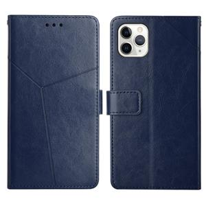 huismerk Y Stitching Horizontale Flip Lederen Telefoonhoesje Met Houder & Kaart Slots & Portemonnee & Fotolijst voor iPhone 13 Pro (Blauw)