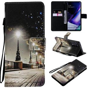 huismerk Voor Samsung Galaxy Note 20 Ultra Painting Horizontale Flip Lederen Case met Holder & Card Slot & Lanyard (Cityscape)