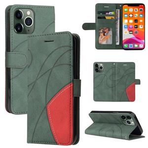 huismerk Dual-color splicing horizontale flip PU lederen geval met houder en kaart slots &portemonnee voor iPhone 13 Pro Max (groen)