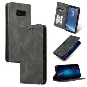 huismerk Retro huid voelen Business magnetische horizontale Flip lederen case voor Galaxy S8 PLUS (donkergrijs)