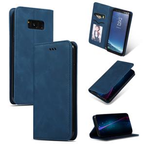 huismerk Retro huid voelen Business magnetische horizontale Flip lederen case voor Galaxy S8 PLUS (marineblauw)