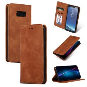 huismerk Retro huid feel Business magnetische horizontale Flip lederen case voor Samsung Galaxy S8 plus (bruin)