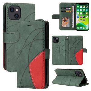 huismerk Dual-Color Splicing Horizontal Flip PU lederen tas met houder & kaart slots & portemonnee voor iPhone 13