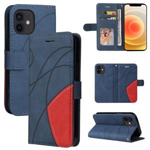 huismerk Dual-Color Splicing Horizontale Flip PU lederen tas met houder & kaart slots & portemonnee voor iPhone 13 mini