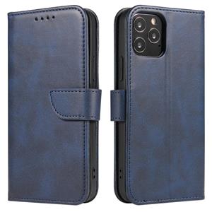 huismerk Kalf textuur gesp horizontale flip lederen geval met houder en kaart slots &portemonnee voor iPhone 13 (blauw)