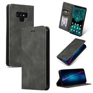 huismerk Retro huid voelen Business magnetische horizontale Flip lederen case voor Galaxy Note 9 (donkergrijs)