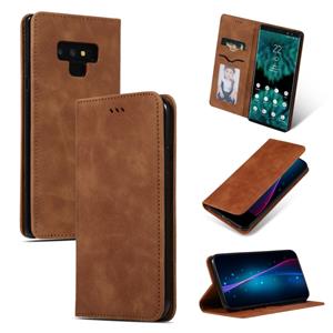 huismerk Retro huid feel Business magnetische horizontale Flip lederen case voor Samsung Galaxy opmerking 9 三星 (bruin)