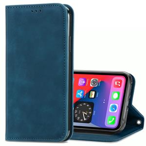 huismerk Retro Skin Feel Business Magnetic Horizontal Flip Leather Case met Holder & Card Slots & Wallet & Photo Frame Voor iPhone 12 mini(Blauw)