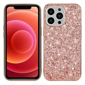 huismerk Glitter poeder shockproof tpu beschermhoes voor iphone 13 mini (rose goud)