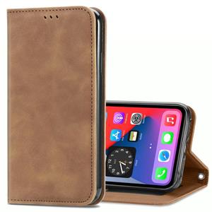 huismerk Retro Skin Feel Business Magnetic Horizontal Flip Leather Case met Holder & Card Slots & Wallet & Photo Frame Voor iPhone 12 mini(Brwon)