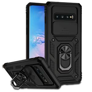 huismerk Voor Samsung Galaxy S10 Sliding Camshield Holder Phone Case (Black)