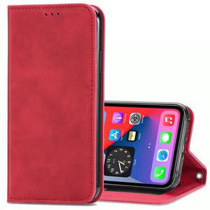 huismerk Retro Skin Feel Business Magnetic Horizontal Flip Leather Case met Holder & Card Slots & Wallet & Photo Frame Voor iPhone 12 mini(Rood)