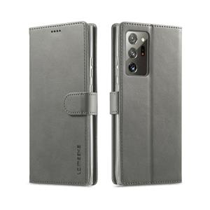 lc.imeeke Voor Samsung Galaxy Note 20 Ultra LC. IMEEKE Kalf texture horizontale flip lederen kast met Holder & Card Slots & Wallet(Grey)