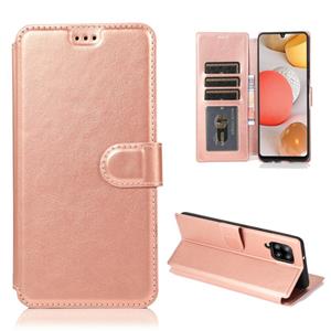 huismerk For Samsung Galaxy A42 5G Shockproof PU + TPU Leather Phone Case(Rose Gold)