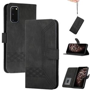 huismerk Voor Samsung Galaxy S20 + Cubic Skin Feel Flip Leather Phone Case (Black)