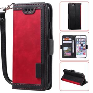 huismerk Voor iPhone SE 2020 / 8 / 7 Retro Splicing Horizontal Flip Leather Case met Card Slots & Holder & Wallet(Red)