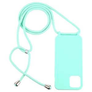 huismerk Voor iPhone 12 Candy Colors TPU Beschermhoes met Lanyard (Mint Green)