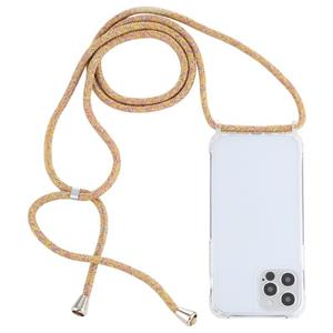 huismerk Transparante acryl airbag schokbestendige telefoon beschermhoes met lanyard voor iphone 13 pro max (gele regenboog)