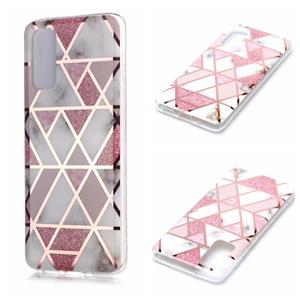 huismerk Voor Galaxy S20 Plating Marble Pattern Soft TPU Protective Case (Roze)